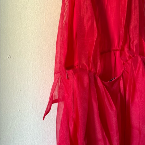 Zara hot pink/red organza mini dress size M - Picture 8 of 11